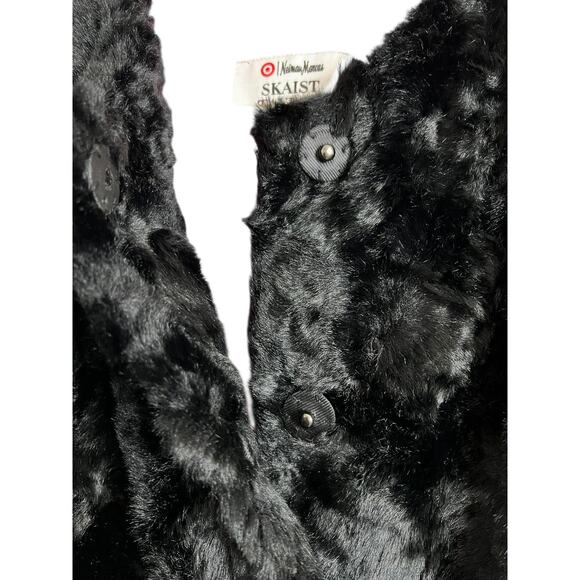 Skaist Taylor Faux Fur Vest Womens XS Black Feather Trim Neiman Marcus Target - Picture 4 of 8